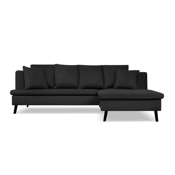 Melns dīvāns četrām personām ar atpūtas krēslu labajā pusē Cosmopolitan design Hamptons