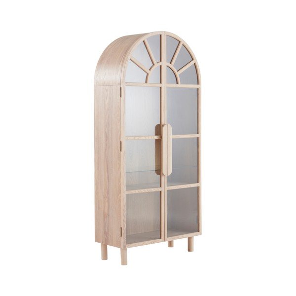 Gaiša dabīga toņa vitrīna ar oškoka imitāciju 90x195x40 cm Sandor – Jotex