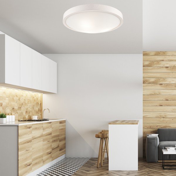 Balta griestu lampa ar stikla abažūru – LAMKUR-image-1