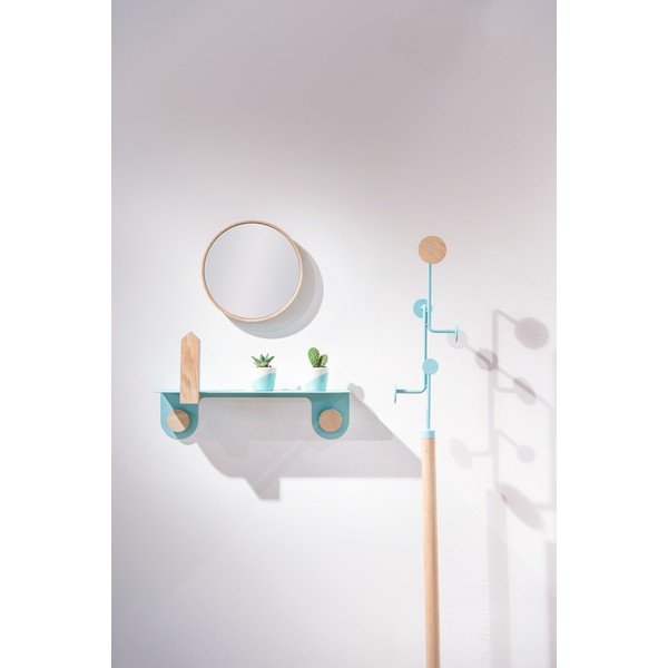 Sienas plaukts no zaļa tērauda ar ozolkoka detaļām un 2 āķiem Gazzda, garums 50 cm-image-3