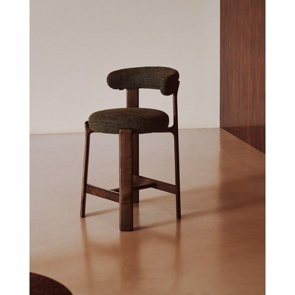 Zaļš/tumša dabīga toņa oša masīvkoka bāra krēsls (sēdekļa augstums 65 cm) Granite – Kave Home-image-1