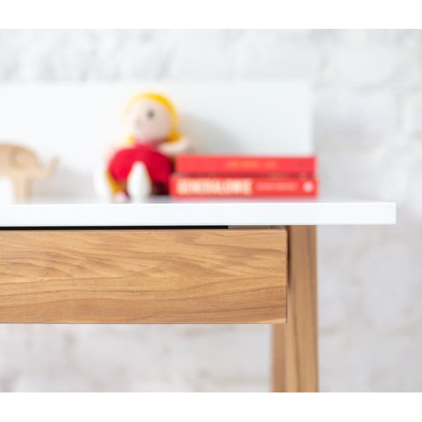 Balts rakstāmgalds ar oša koka pamatni Ragaba Luka, garums 110 cm-image-4