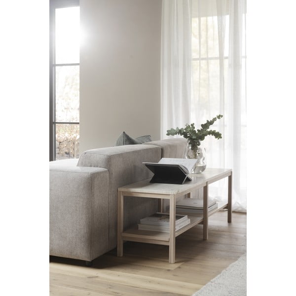 Balts konsoles galds ar akmens virsmu 140x40 cm Orwel – Rowico-image-1