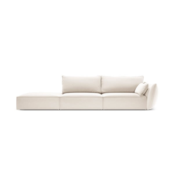 Bēšs samta dīvāns ar labo stūri 264 cm Vanda – Mazzini Sofas