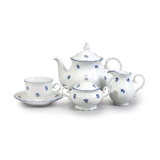 Porcelāna tējas komplekts ar zilu ziedu motīvu Thun Ophelia