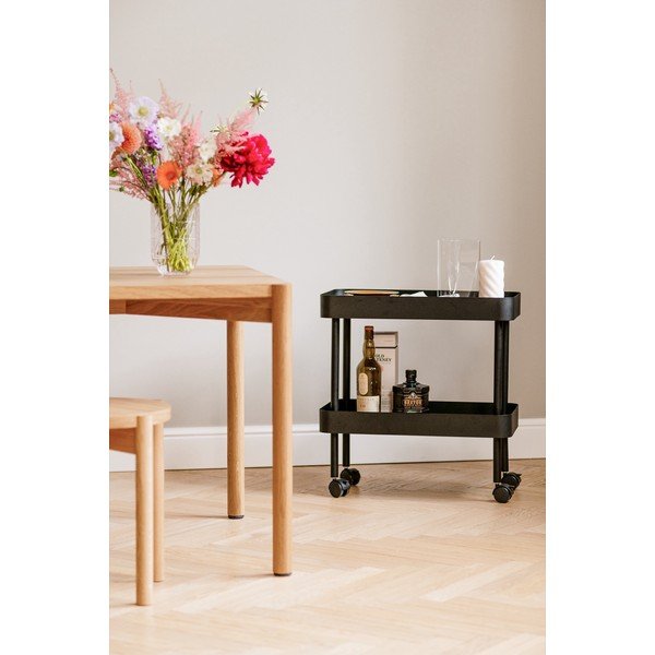 Melns metāla plaukts uz riteņiem 60x62x30 cm Nolle – noo.ma-image-1