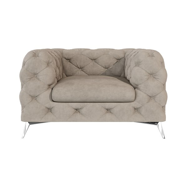 Pelēkbēšs samta atpūtas krēsls Chelsea – Ropez-image-2