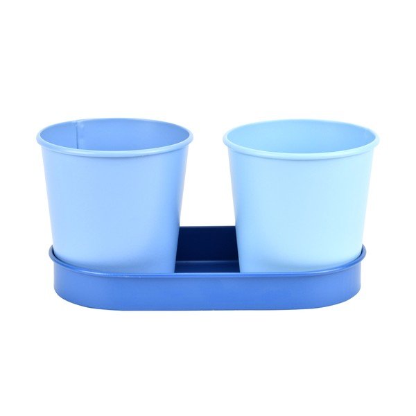 2 metāla podiņu komplekts ar tumši zilu paliktni Esschert Design Gardener-image-2