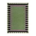 Zaļš/violets ar rokām darināts vilnas paklājs 160x230 cm Kai Wool Border – Flair Rugs