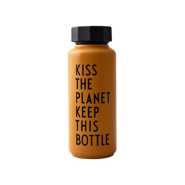 Oranža termo pudele Design Letters Kiss, 500 ml