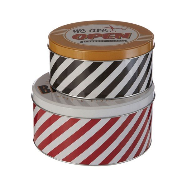 2 skārda glabāšanas kastu komplekts Premier Housewares Barber Shop-image-4