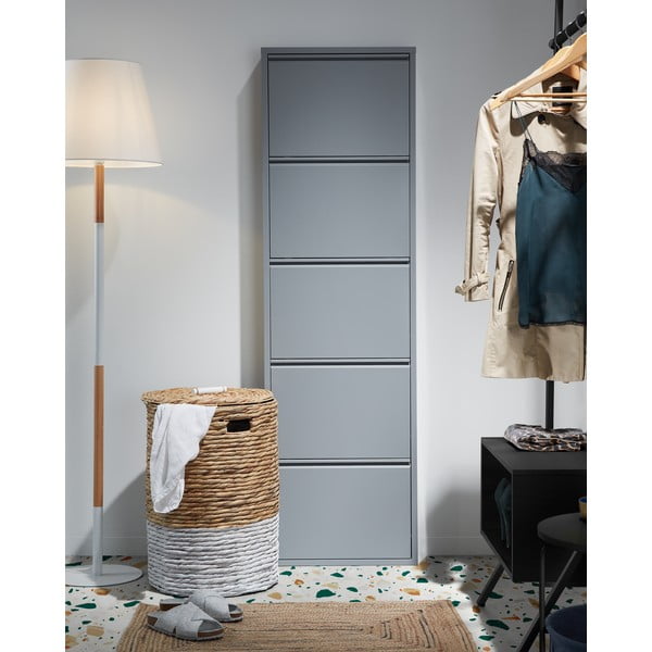 Pelēks metāla atverams apavu plaukts 50x169x15 cm Ode – Kave Home-image-4