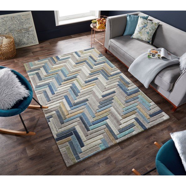Pelēki zils vilnas paklājs Flair Rugs Russo, 160 x 230 cm-image-4