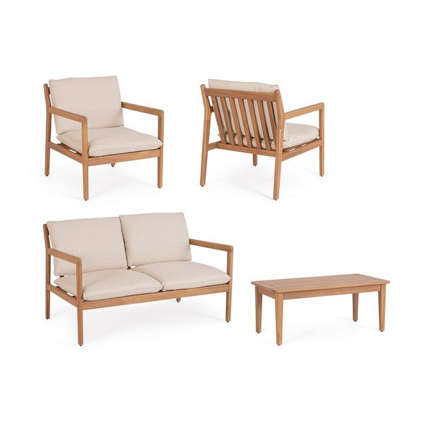 Dabīga toņa akācijas masīvkoka dārza atpūtas komplekts 4 personām Danubio – Bizzotto-image-4