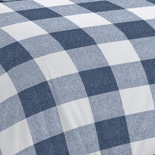 Balti zila gultas veļa 200x135 cm Bold Check – Cloudsoft-image-1