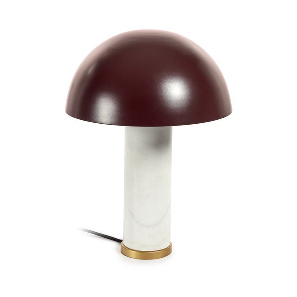 Balta/tumši brūna marmora galda lampa ar metāla abažūru (augstums 43 cm) Zorione – Kave Home