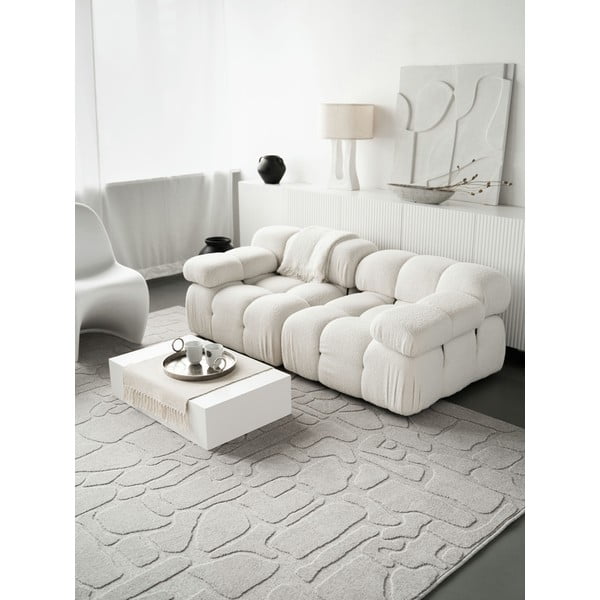 Gaiši pelēks vilnas paklājs 133x190 cm Morphic Dunes – Agnella-image-1