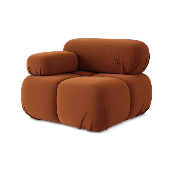 Oranža samta modulārā dīvāna daļa (ar kreiso stūri) Lokua – Makamii-image-1