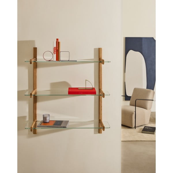 Dabīga toņa stikla modulārā plauktu sistēma 90x98x30,5 cm Sitra – Kave Home-image-1