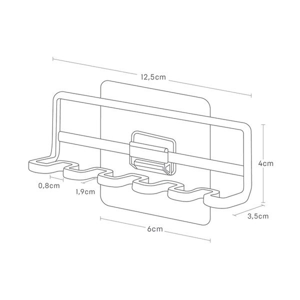 Balts metāla pašlīmējošs zobu birstes turētājs Film Hook – YAMAZAKI-image-4