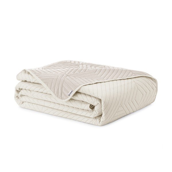 Krēmkrāsas mikrošķiedras stepēts gultas pārklājs 220x240 cm Softa – Restilo