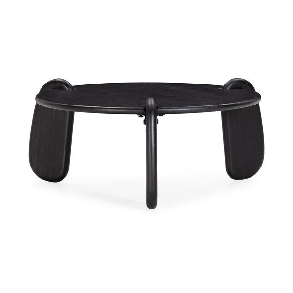 Melns mango masīvkoka apaļš žurnālgaldiņš ø 80 cm Tamira – MOME