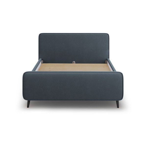 Zili pelēka mīksta divguļamā gulta ar režģi 160x200 cm Kaia – Micadoni Home-image-2