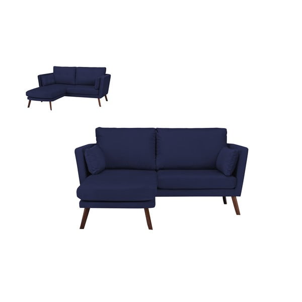 Tumši zils trīsvietīgs dīvāns Mazzini Sofas Elena, ar atpūtas krēslu kreisajā stūrī-image-3