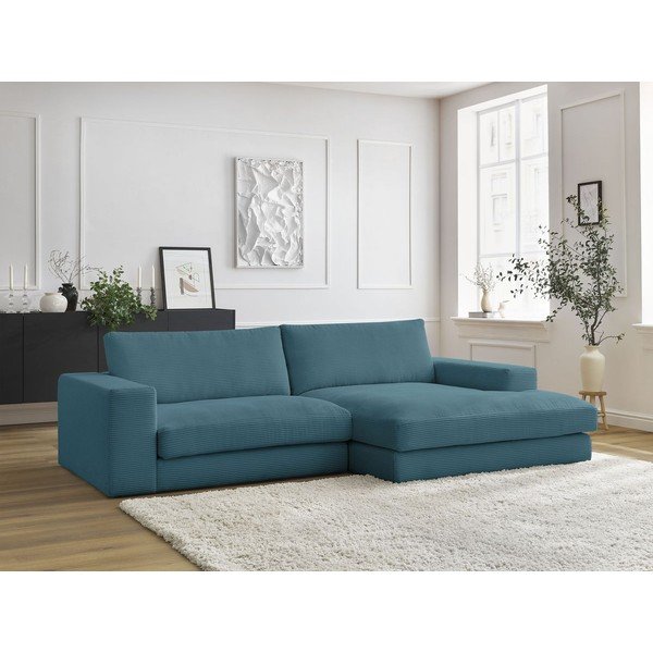 Zils velveta stūra dīvāns (ar labo stūri/ar zvilni) Leonard – Bobochic Paris-image-1