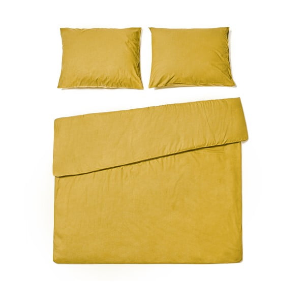 Sinepju dzeltena divguļamā kokvilnas gultasveļa Bonami Selection, 200 x 220 cm