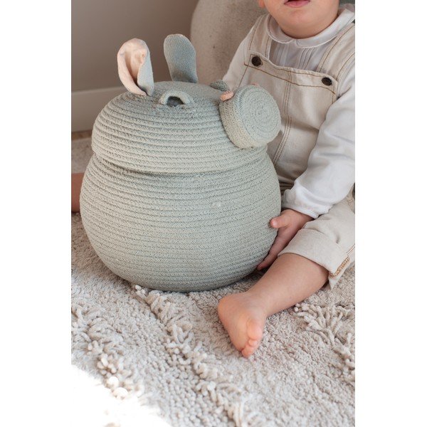 Gaiši pelēks tekstila bērnu rotaļlietu grozs ø 25x30 cm Henry the Hippo – Lorena Canals-image-2