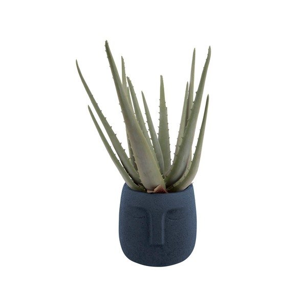 Tumši zils keramikas puķu pods PT LIVING Face, ø 12,5 cm-image-2