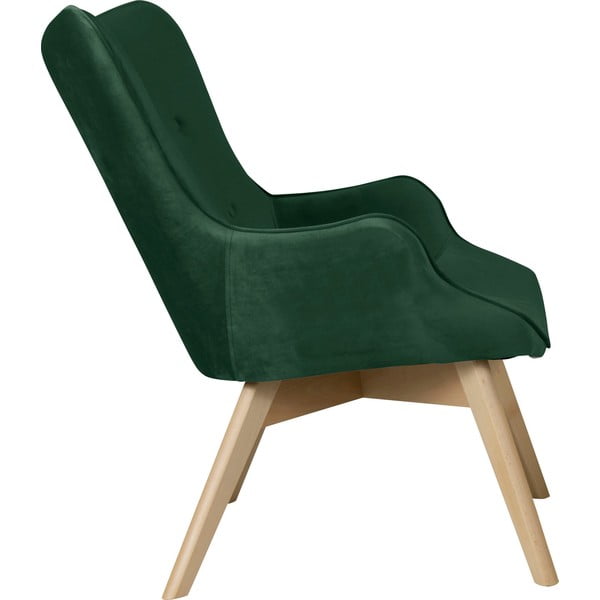 Tumši zaļš samta atpūtas krēsls Niko – Ropez-image-3