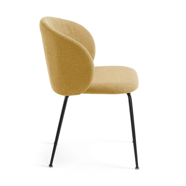 Sinepju dzeltens polsterēts ēdamistabas krēsls Minna – Kave Home-image-2