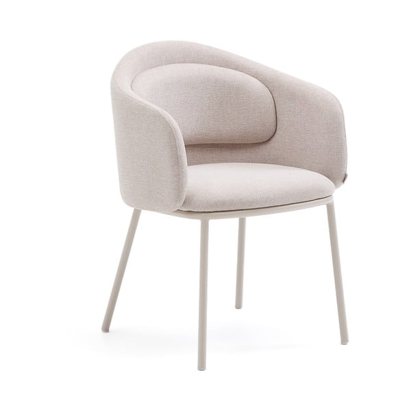 Bēšs polsterēts ēdamistabas krēsls ar roku balstiem Minda – Kave Home