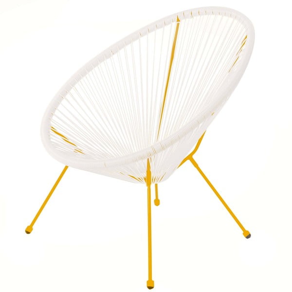 Balts/dzeltens dārza krēsls no mākslīgās rotangpalmas Acapulco – LDK Garden