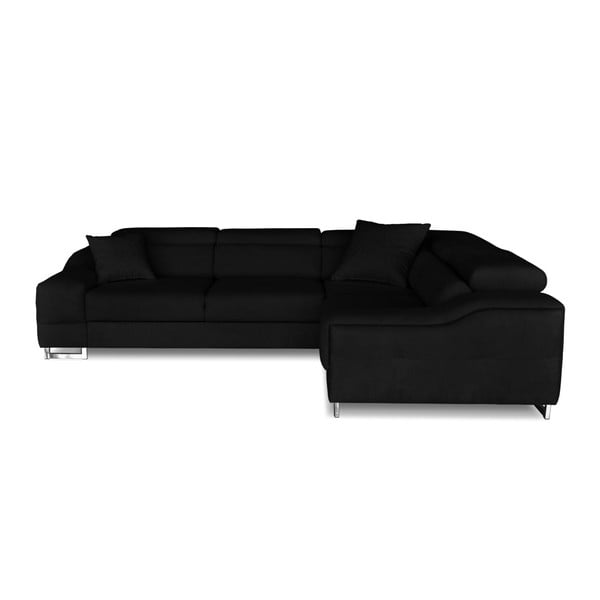 Melna stūra dīvāns-guļamā gulta Windsor & Co. Dīvāni Kappa, labais stūris