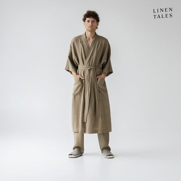 Haki lina halāts izmērs L/XL Summer – Linen Tales