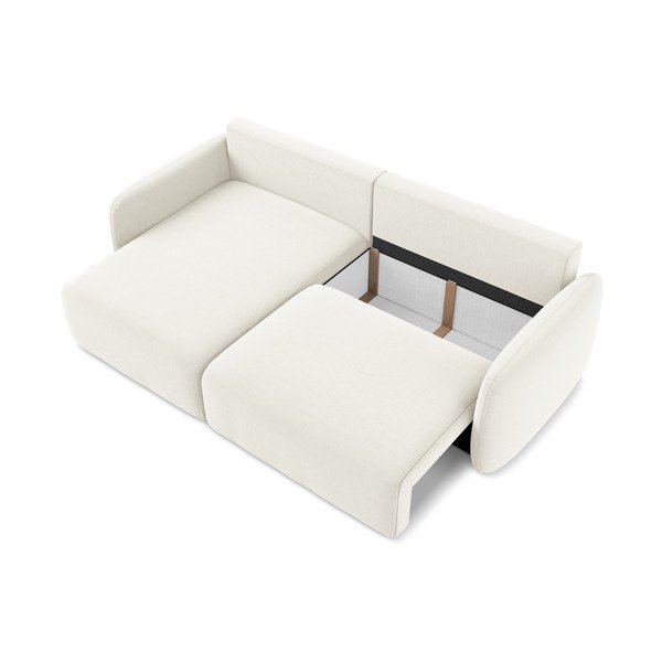 Krēmkrāsas samta salokāms stūra dīvāns ar uzglabāšanas vietu (ar kreiso stūri/ar zvilni) Kalena – Makamii-image-4
