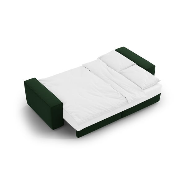 Tumši zaļš samta salokāms/ar uzglabāšanas vietu dīvāns 247 cm Jodie – Micadoni -image-4
