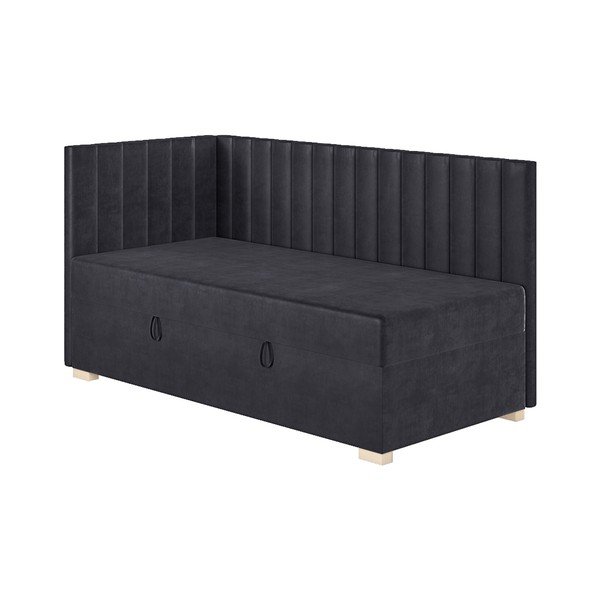 Tumši zila stūra bērnu gulta ar veļas kasti ar matraci 90x200 cm Snugi – Ghado-image-4
