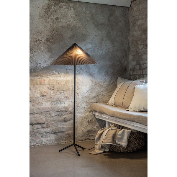 Melna/pelēka stāvlampa ar auduma abažūru (augstums 140 cm) Plisado – Markslöjd-image-1