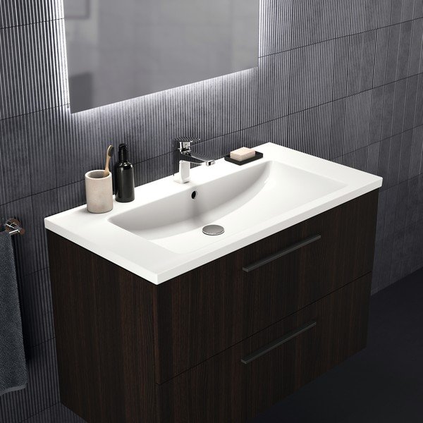 Tumši brūns piekarams skapītis zem izlietnes ar ozolkoka imitāciju 100x63 cm i.Life B – Ideal Standard-image-1