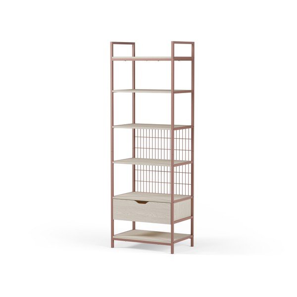 Terakotas oranžs tērauda grāmatplaukts 60x179,5x40 cm Amara – Marckeric-image-2