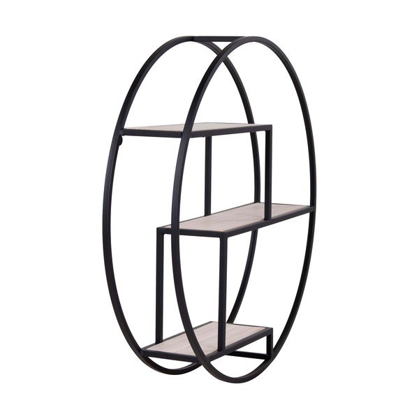 Melns/dabīga toņa daudzlīmeņu paulonijas masīvkoka sienas plaukts 62 cm Rotterdam – House Nordic-image-4