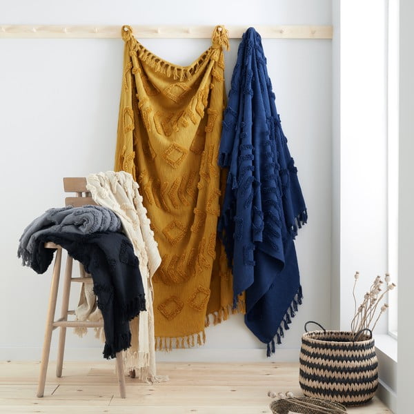 Dzeltens/oranžs kokvilnas pleds 137x170 cm Kabeli – Pineapple Elephant-image-3