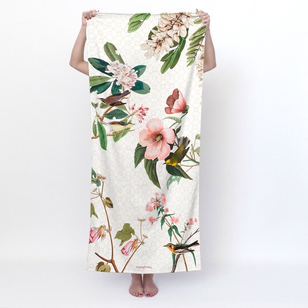Balts dvielis 70x150 cm Blooming – Happy Friday-image-1