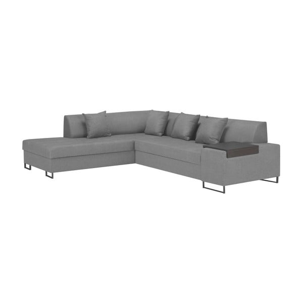 Gaiši pelēks stūra dīvāns ar melnām kājām Cosmopolitan Design Orlando, kreisais stūris