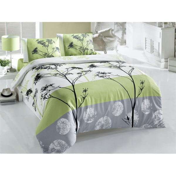 Divguļamās gultas gultas veļa ar palagu Blezza Green, 160 x 220 cm