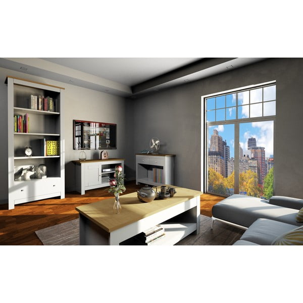 Pelēks/dabīga toņa TV galdiņš ar ozolkoka imitāciju 95x58 cm Emerald – Støraa-image-1